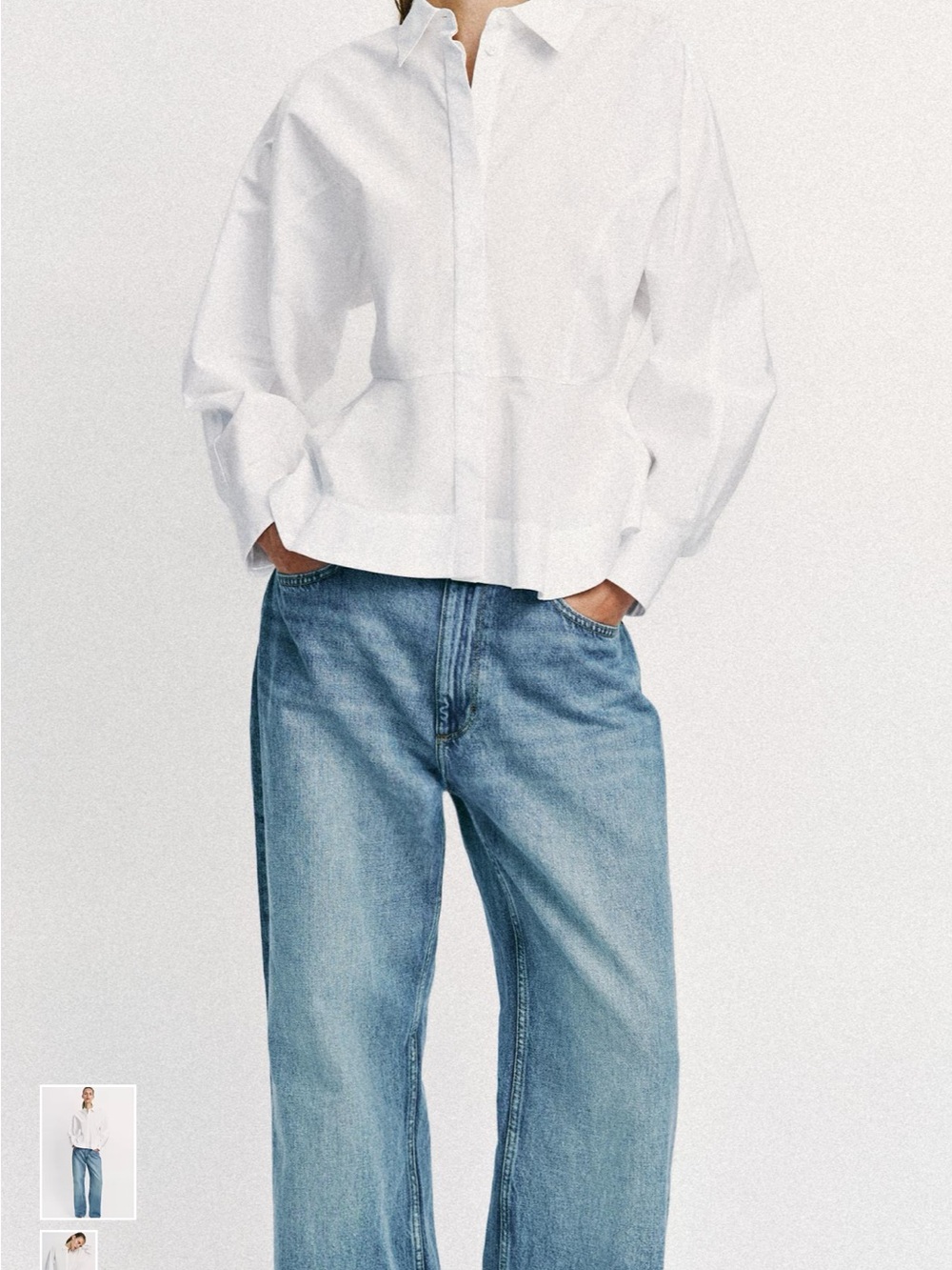 Zara White Button-Down Poplin Shirt